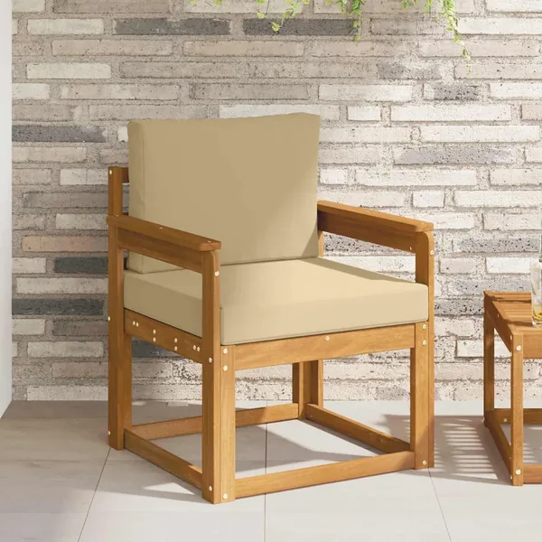 Canapé d’extérieur Bois d'acacia massif et polyester Naturel