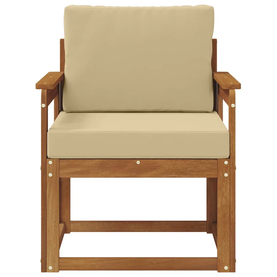 Canapé d’extérieur Bois d'acacia massif et polyester Naturel - 3