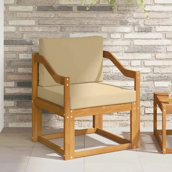 Canapé d’extérieur Bois d'acacia massif et polyester Naturel