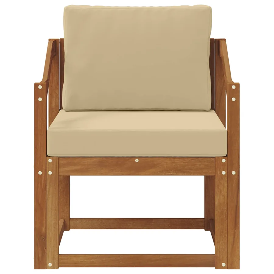 Canapé d’extérieur Bois d'acacia massif et polyester Naturel - 3
