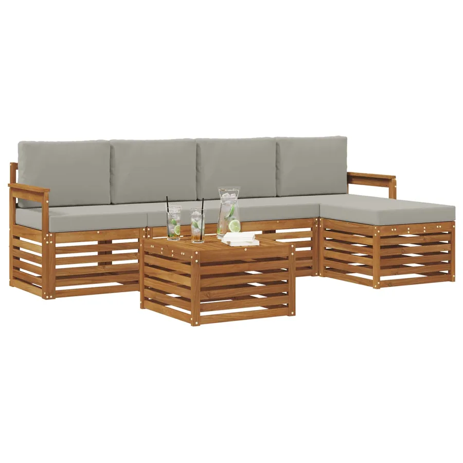 Ensemble de canapés d'extérieur 6 pcs Gris Naturel et Clair - 3