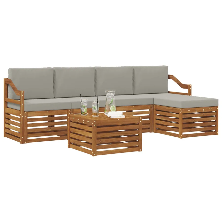 Ensemble de canapés d'extérieur 6 pcs Gris Naturel et Clair - 3