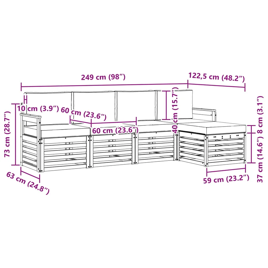 Ensemble de canapés d'extérieur 5 pcs Gris Naturel et Clair - 8