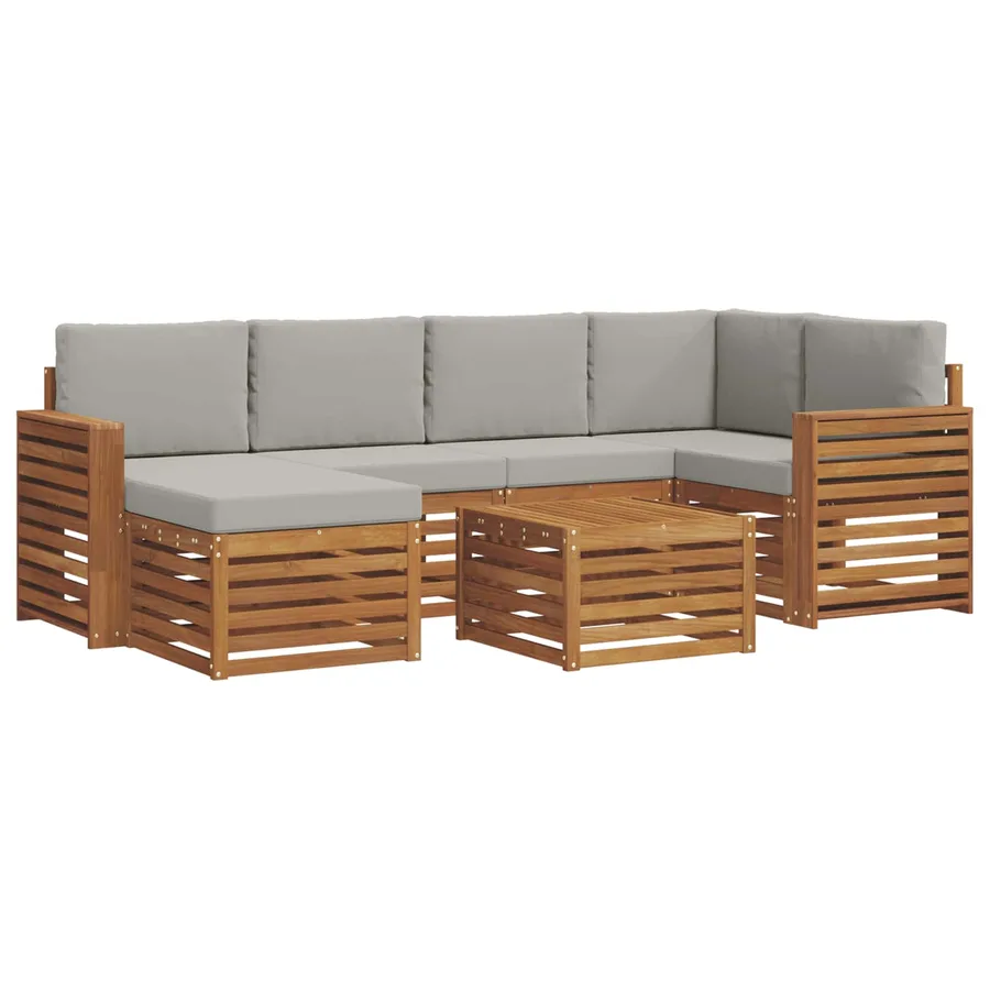 Ensemble de canapé d'angle 7 pcs Gris Naturel et Clair - 2
