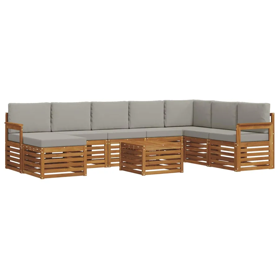 Ensemble de canapés d'extérieur 9 pcs Gris Naturel et Clair - 2