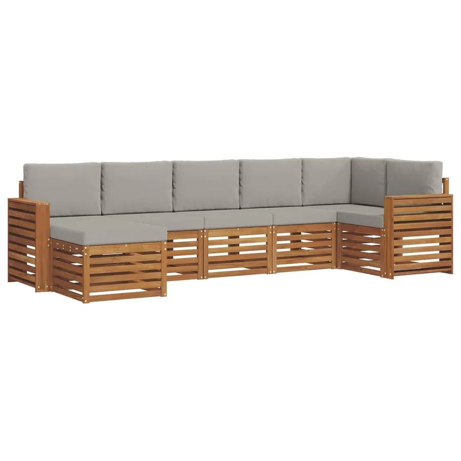 Ensemble de canapé d'angle 7 pcs Gris Naturel et Clair - 2