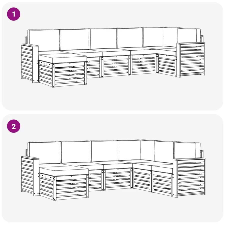 Ensemble de canapé d'angle 7 pcs Gris Naturel et Clair - 7