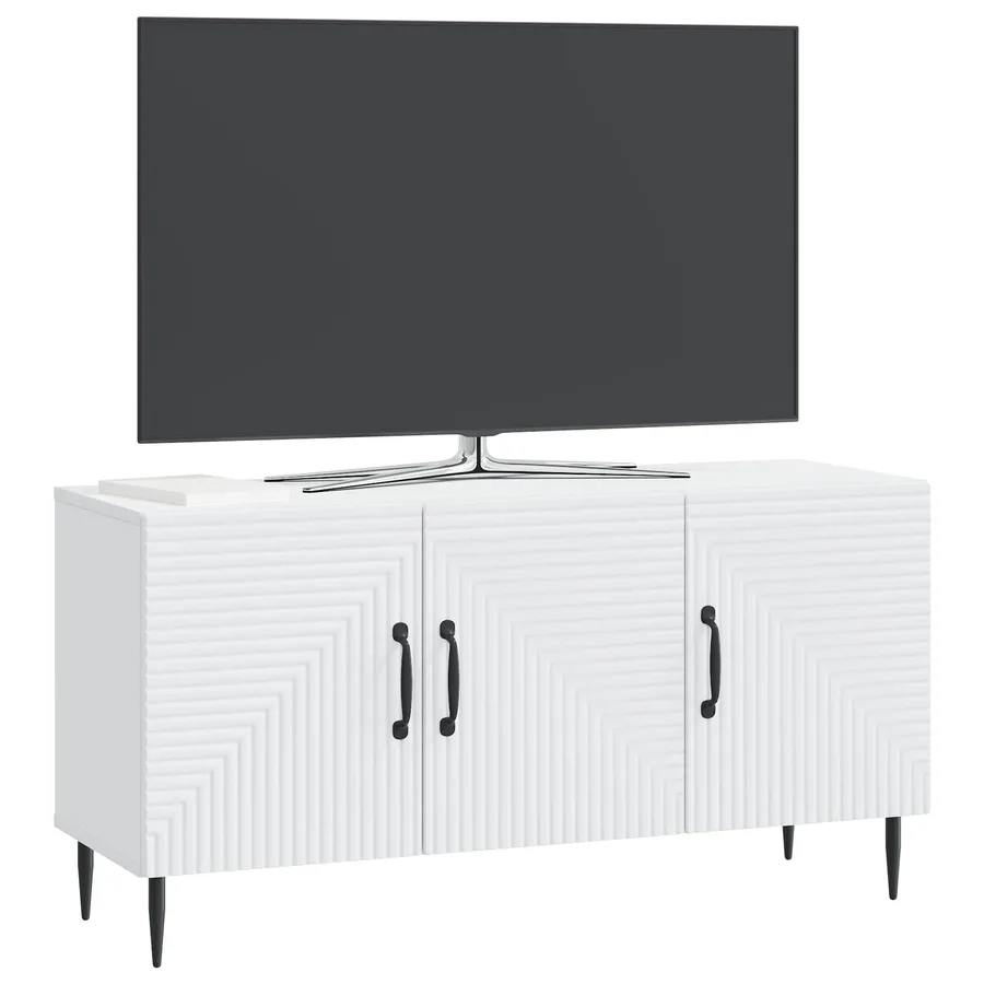 Meuble TV Blanc 99 x 34,5 x 50 cm Bois d'ingénierie - 3
