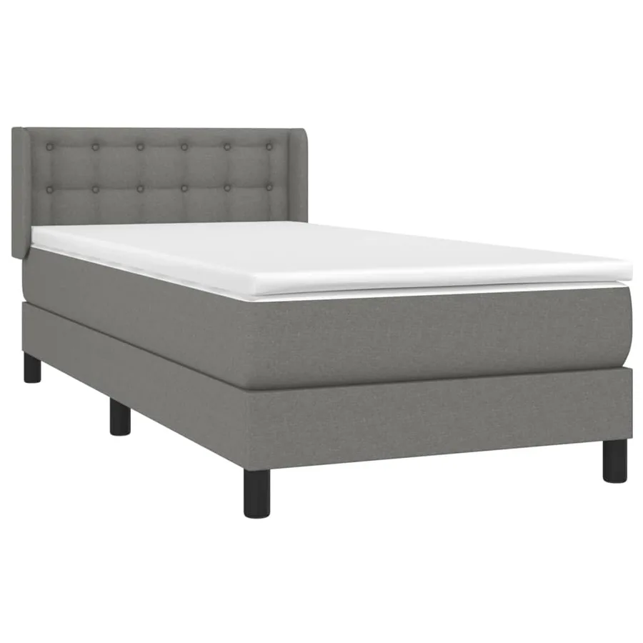 Sommier à lattes de lit avec matelas Gris foncé 90x200 cm Tissu - 3