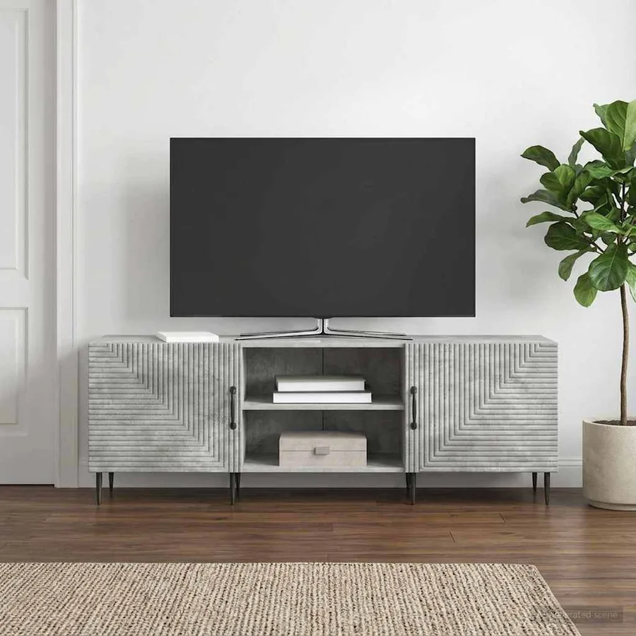 Meuble TV Gris béton 150 x 31 x 50 cm Bois d'ingénierie - 4