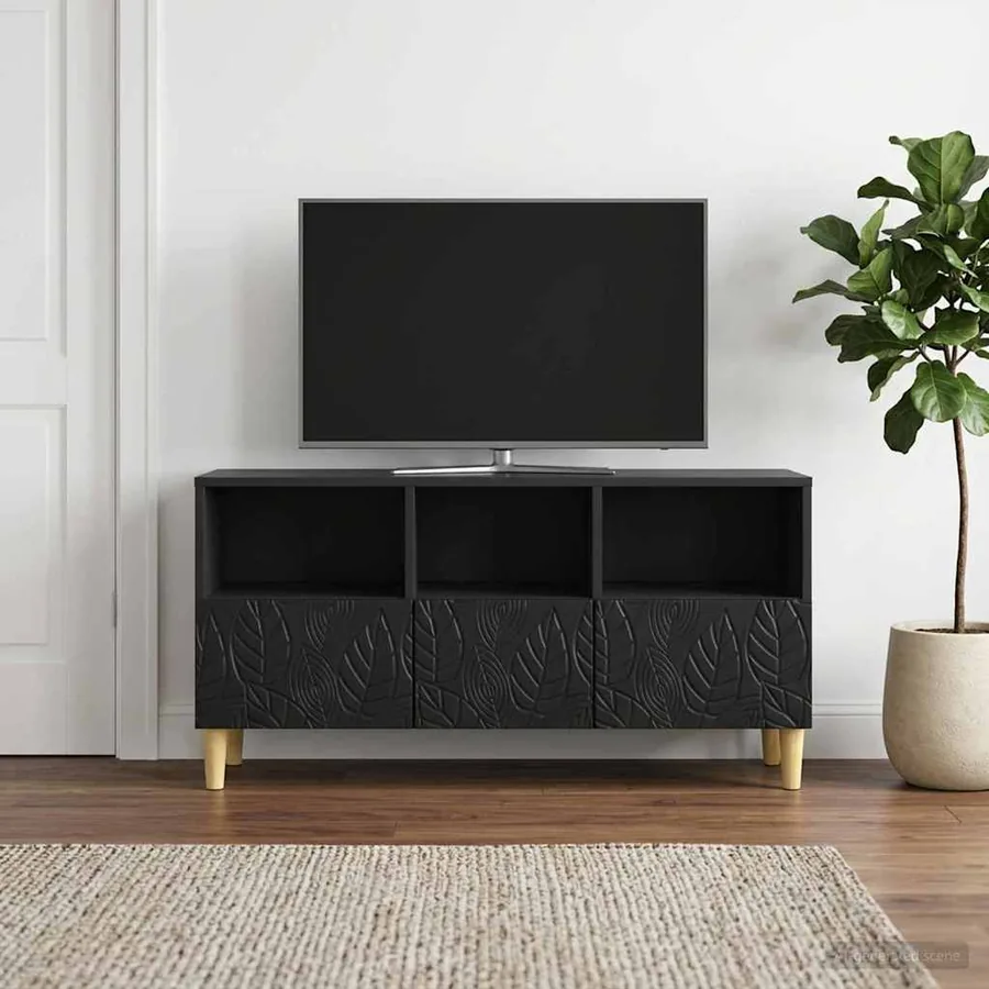 Meuble TV 102 x 34,5 x 50 cm Noir Bois d'ingénierie - 3