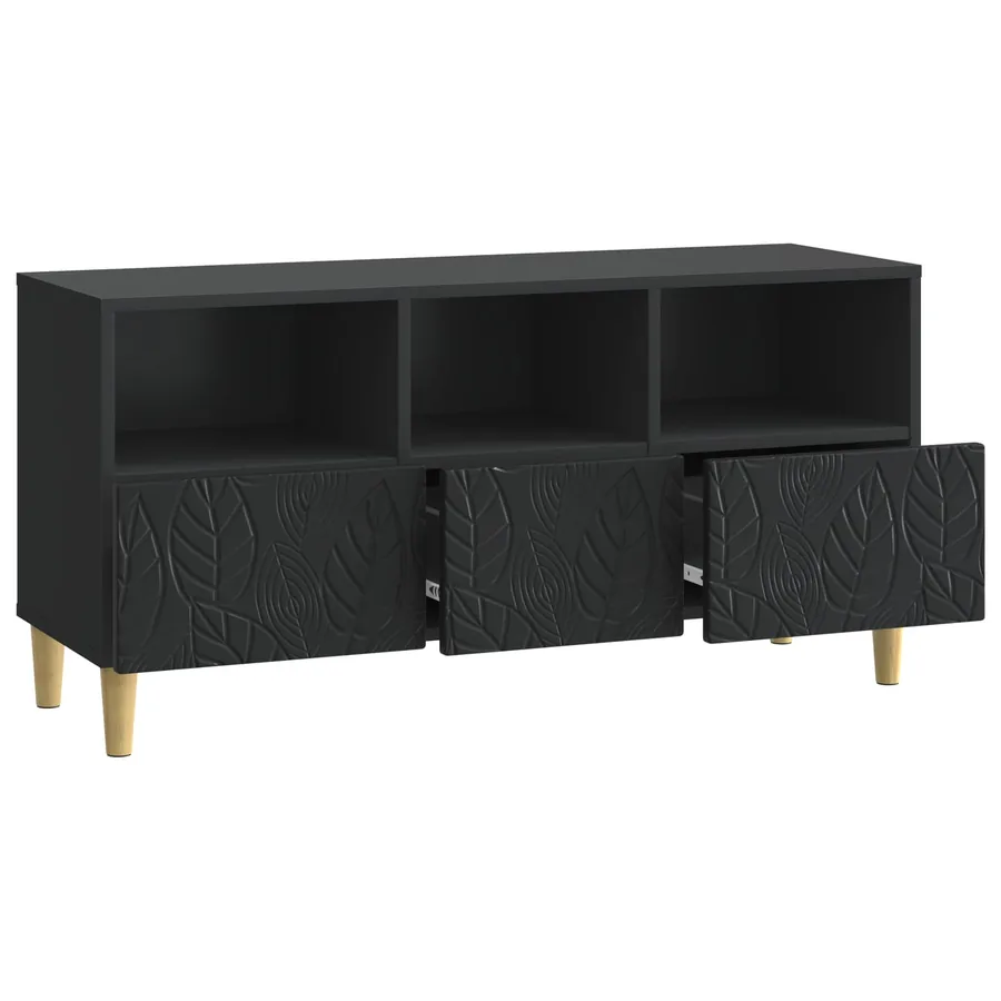 Meuble TV 102 x 34,5 x 50 cm Noir Bois d'ingénierie - 4