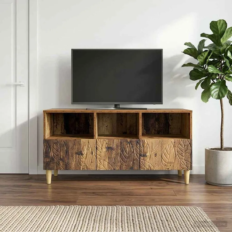 Meuble TV 102 x 34,5 x 50 cm Bois ancien Bois d'ingénierie - 3