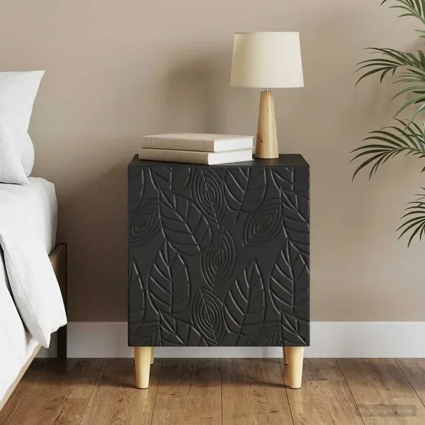 Table de chevet Noir 43 x 34,5 x 50 cm Bois d'ingénierie
