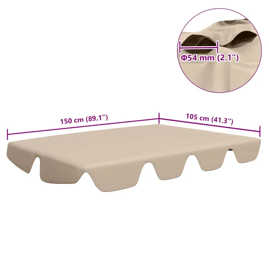 Toit de rechange de balançoire beige 150/130x105/70 cm - 7