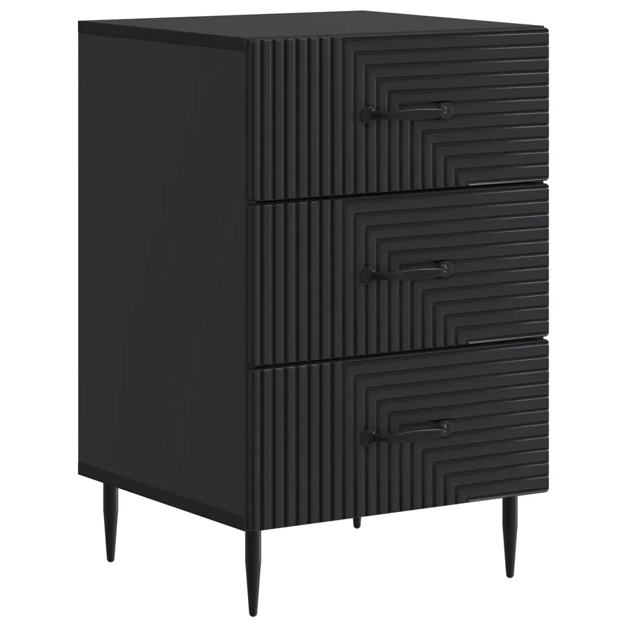 Cabinet de chevet Noir 43 x 41 x 66,5 cm Bois d'ingénierie - 2