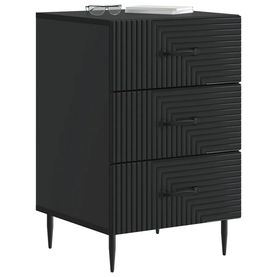 Cabinet de chevet Noir 43 x 41 x 66,5 cm Bois d'ingénierie - 3