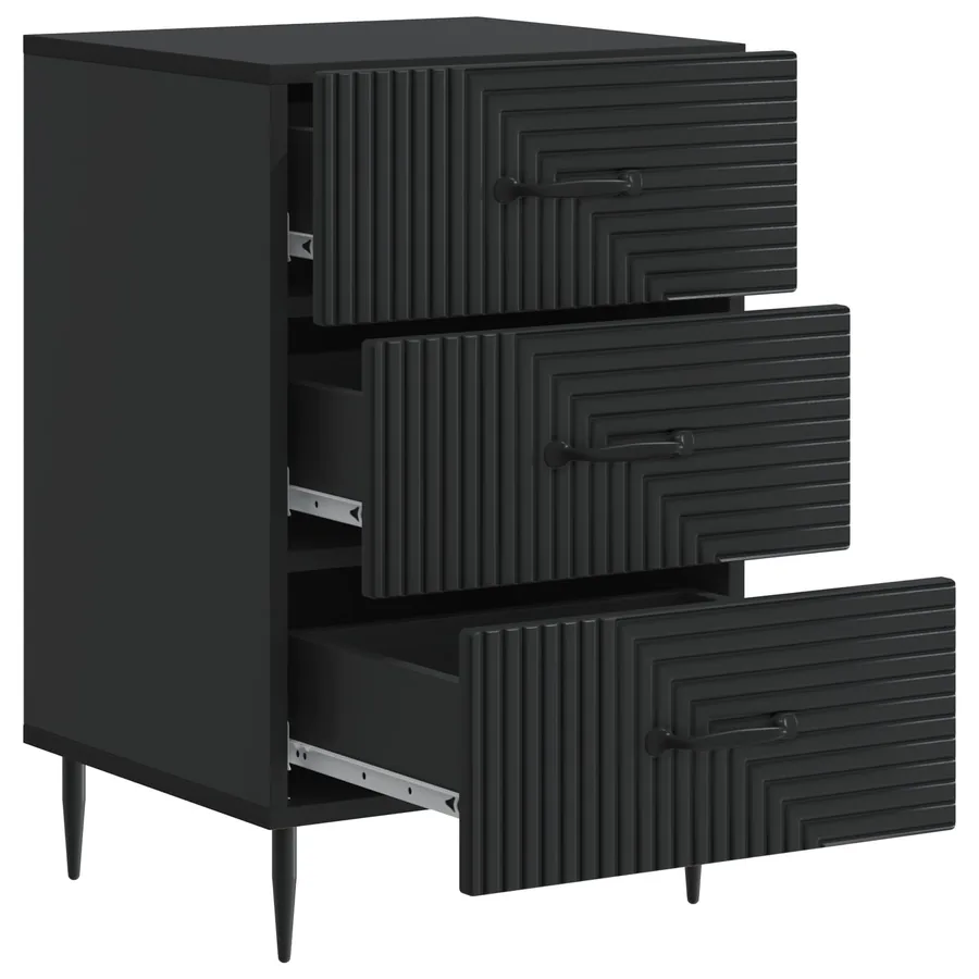 Cabinet de chevet Noir 43 x 41 x 66,5 cm Bois d'ingénierie - 4