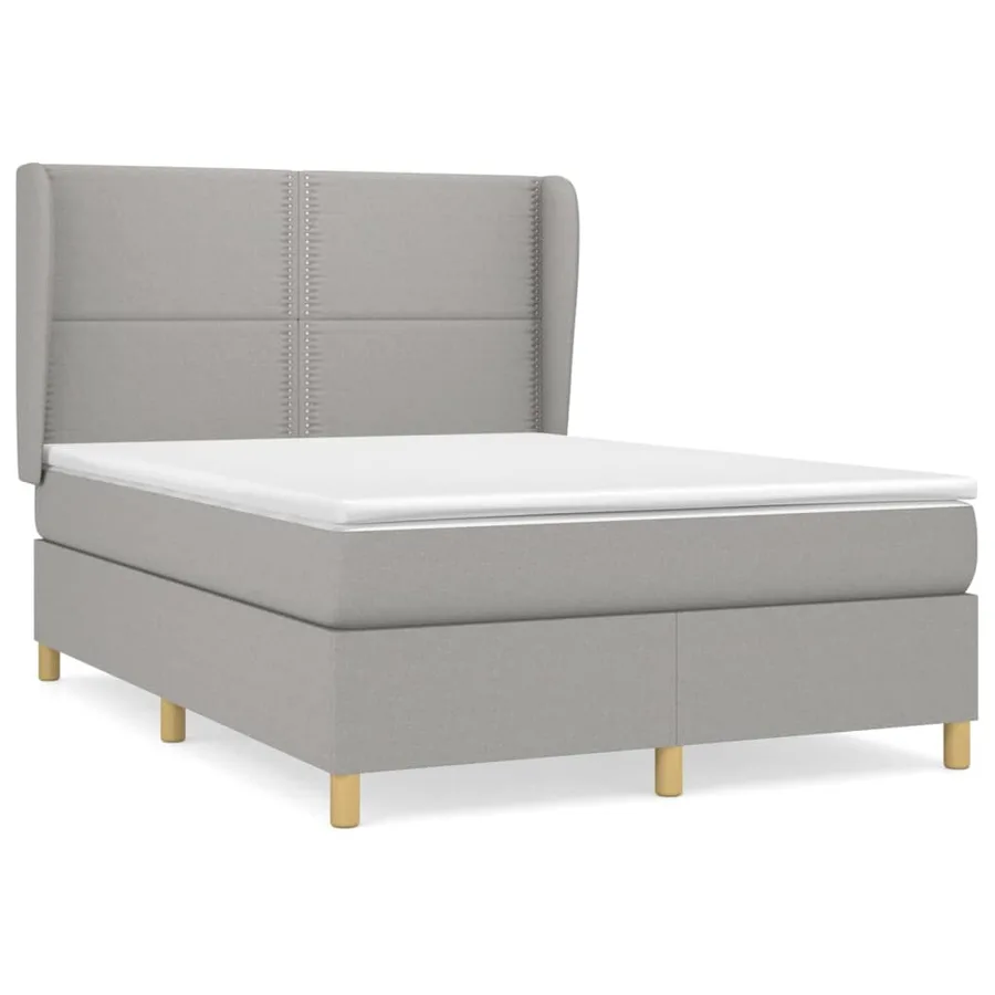 Sommier à lattes de lit avec matelas Gris clair 140x200cm Tissu - 2
