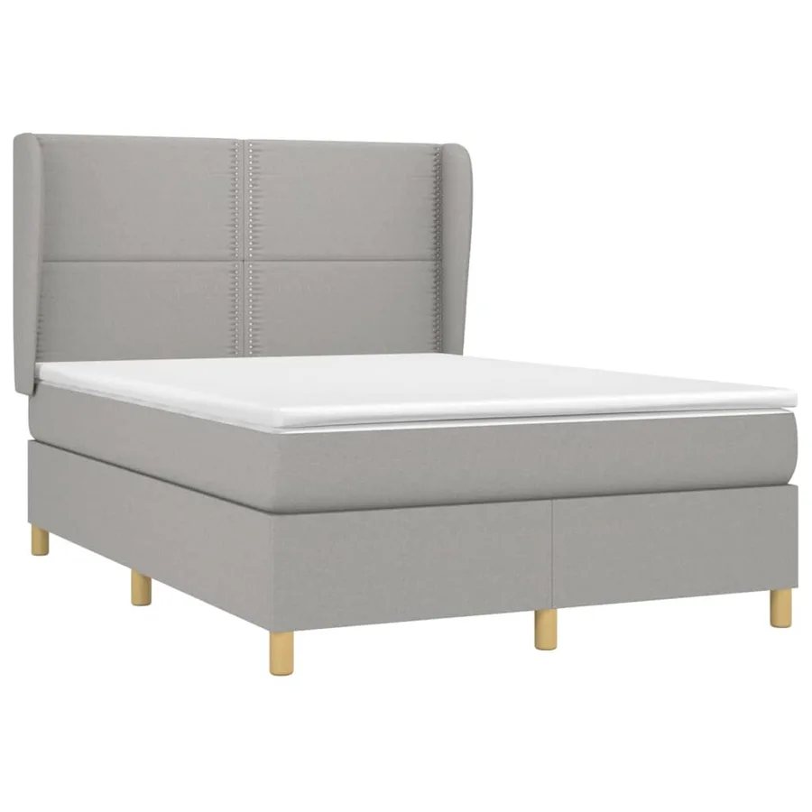 Sommier à lattes de lit avec matelas Gris clair 140x200cm Tissu - 3