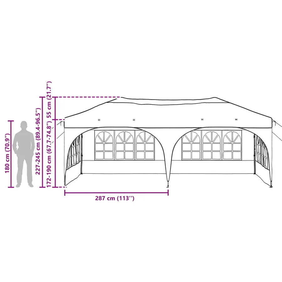 Tente de fête pop-up 575 x 288 x 245 cm Anthracite Tissu Oxford - 18