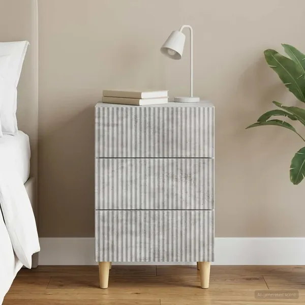 Cabinet de chevet avec tiroir Gris béton 43 x 41 x 66,5 cm