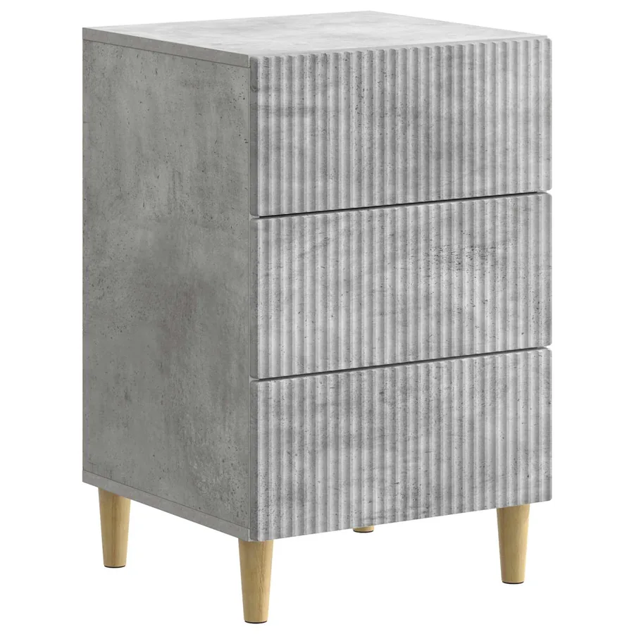 Cabinet de chevet avec tiroir Gris béton 43 x 41 x 66,5 cm - 2