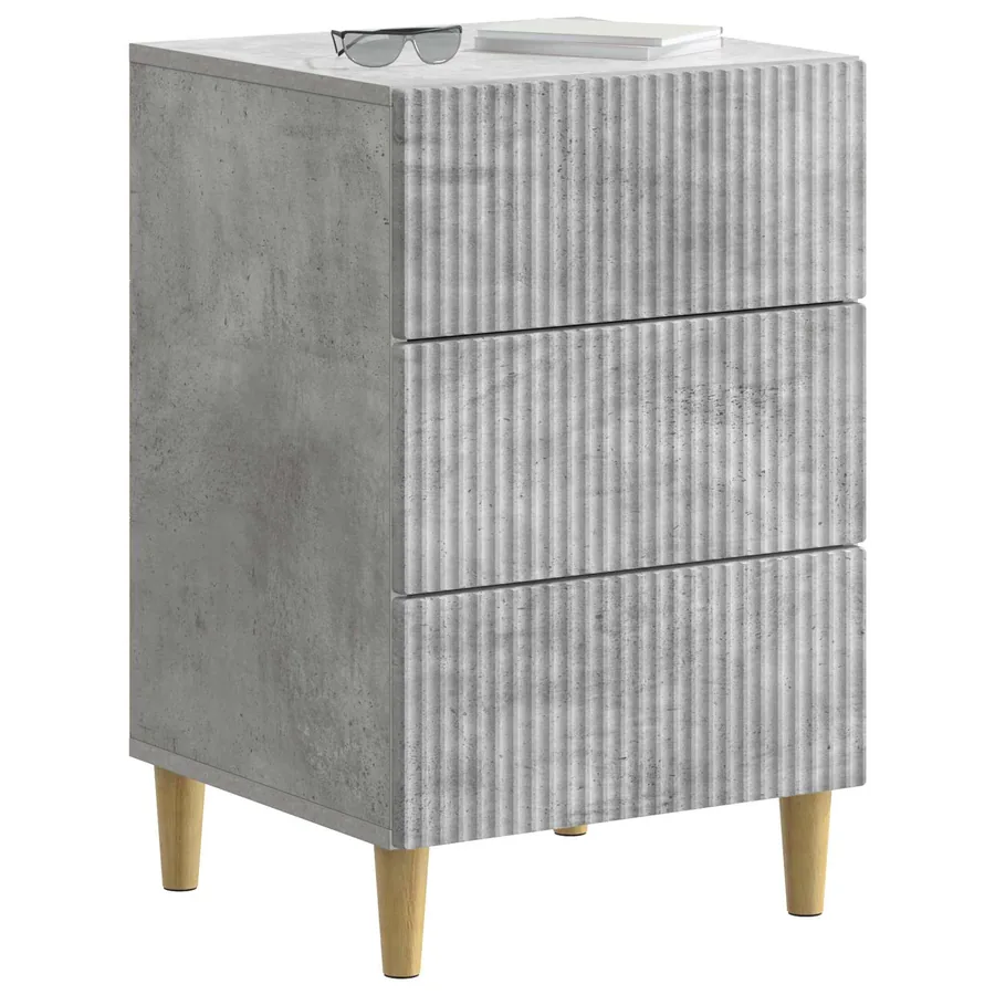 Cabinet de chevet avec tiroir Gris béton 43 x 41 x 66,5 cm - 3