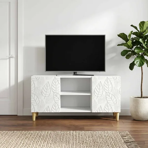 Meuble TV 102 x 34,5 x 50 cm Blanc Bois d'ingénierie