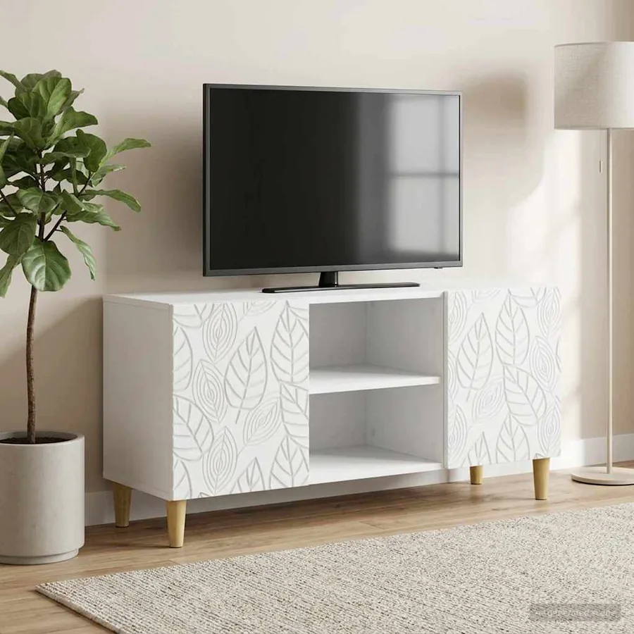 Meuble TV 102 x 34,5 x 50 cm Blanc Bois d'ingénierie - 3