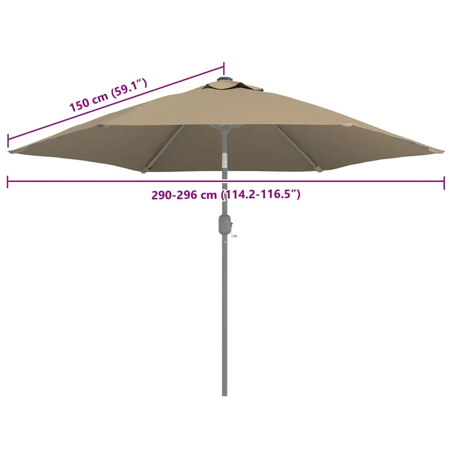 Replacement fabric for outdoor parasol Taupe 300 cm - 7