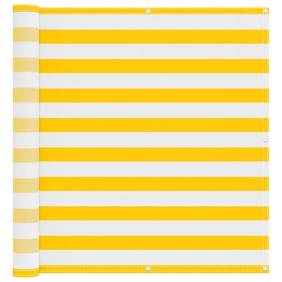 Écran de balcon Jaune et blanc 110 x 400 cm Tissu Oxford - 2