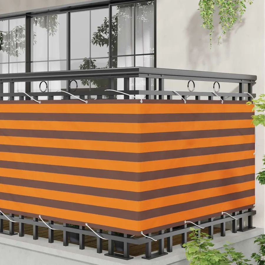 Écran de balcon Orange et marron 100 x 200 cm Tissu Oxford - 3