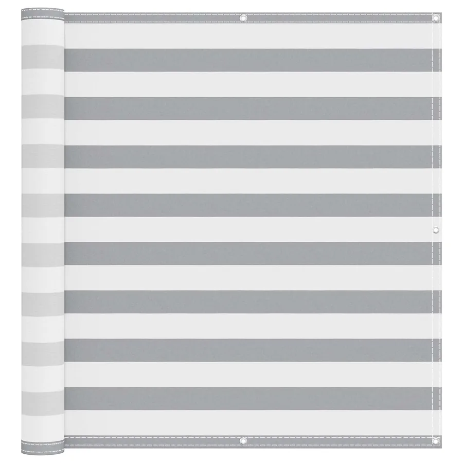 Écran de balcon Gris clair et blanc 110 x 200 cm Tissu Oxford - 2