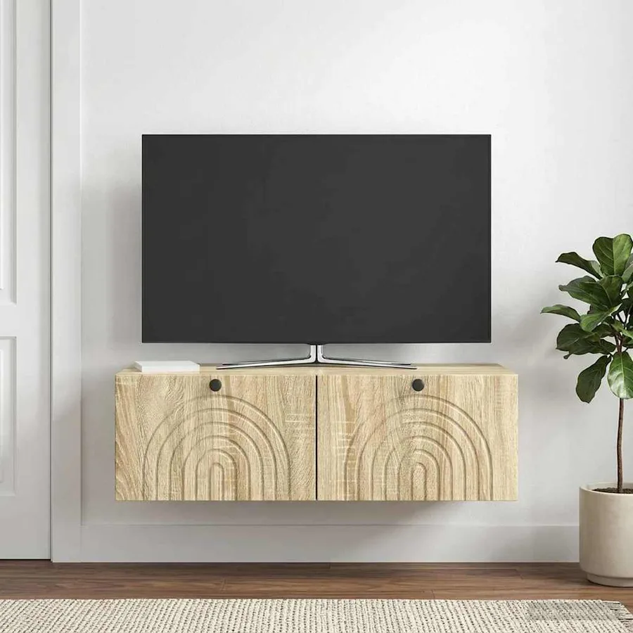 Meuble TV mural Chêne Sonoma 98 x 41 x 30 cm Bois d'ingénierie - 4