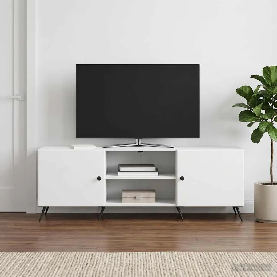 Meuble TV Blanc 150 x 31 x 50 cm Bois d'ingénierie - 4