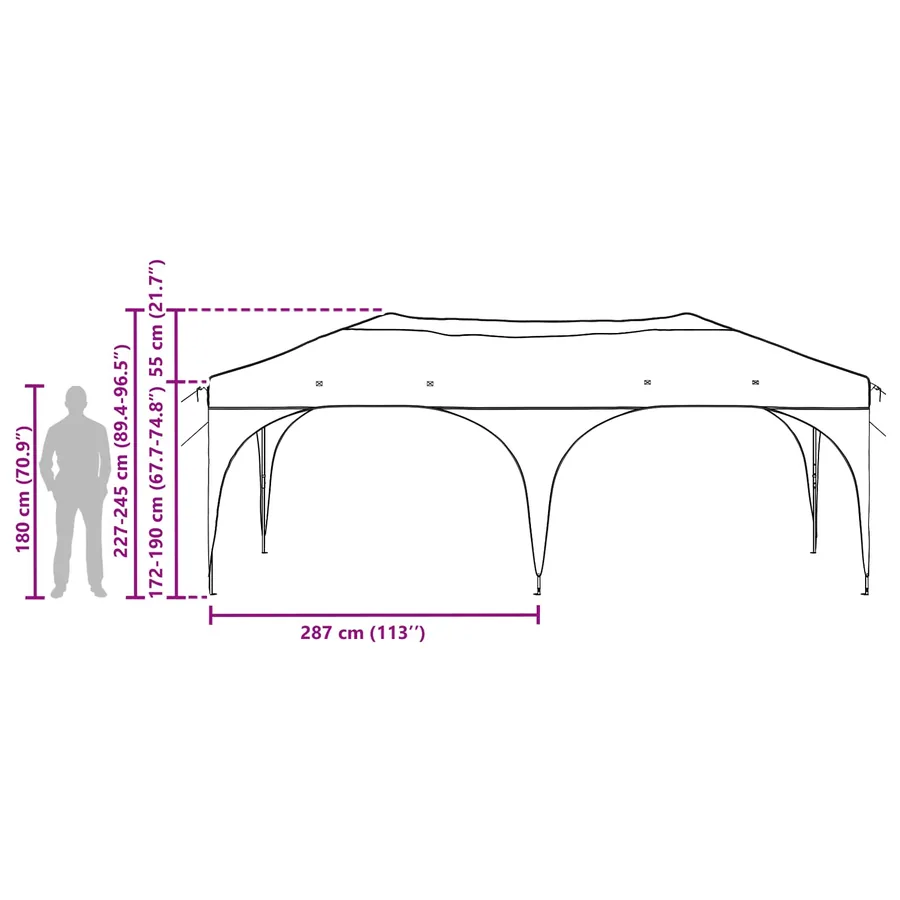 Tente de fête pop-up 575 x 288 x 245 cm Noir Tissu Oxford - 17