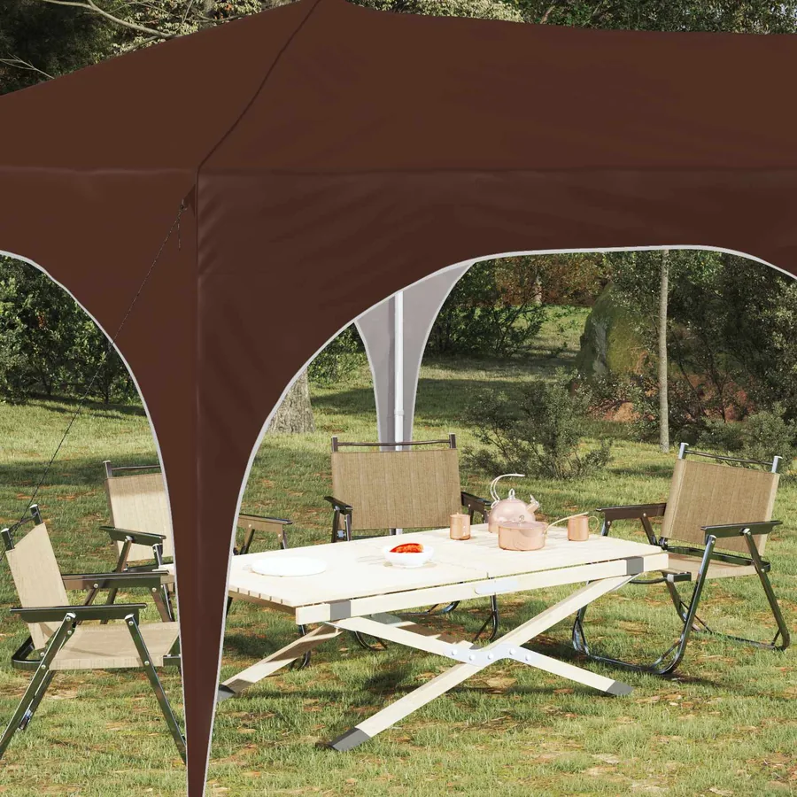 Tente de fête pop-up 575 x 288 x 245 cm Marron Tissu Oxford - 3