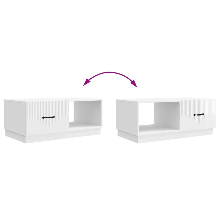 Table basse Blanc brillant 90 x 50 x 37 cm Bois d'ingénierie - 8