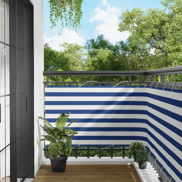 Écran de balcon Bleu et Blanc 100 x 800 cm Tissu Oxford