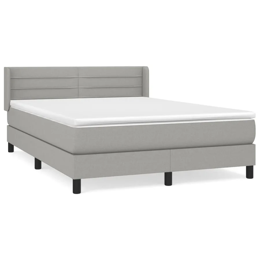 Sommier à lattes de lit avec matelas Gris clair 140x190cm Tissu - 2