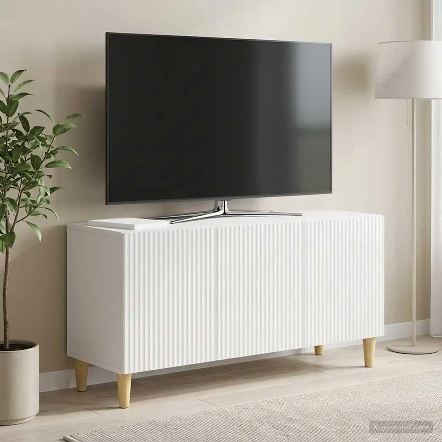 Meuble TV Blanc brillant 99 x 34,5 x 50 cm Bois d'ingénierie - 4