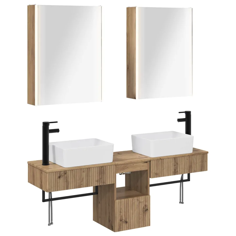 Ensemble d'armoire de salle de bain 5 pc Chêne artisanal - 2