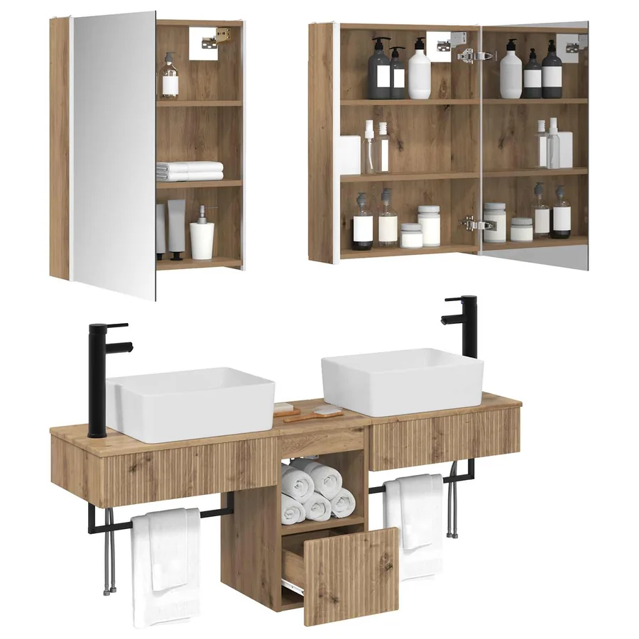 Ensemble d'armoire de salle de bain 5 pc Chêne artisanal - 3