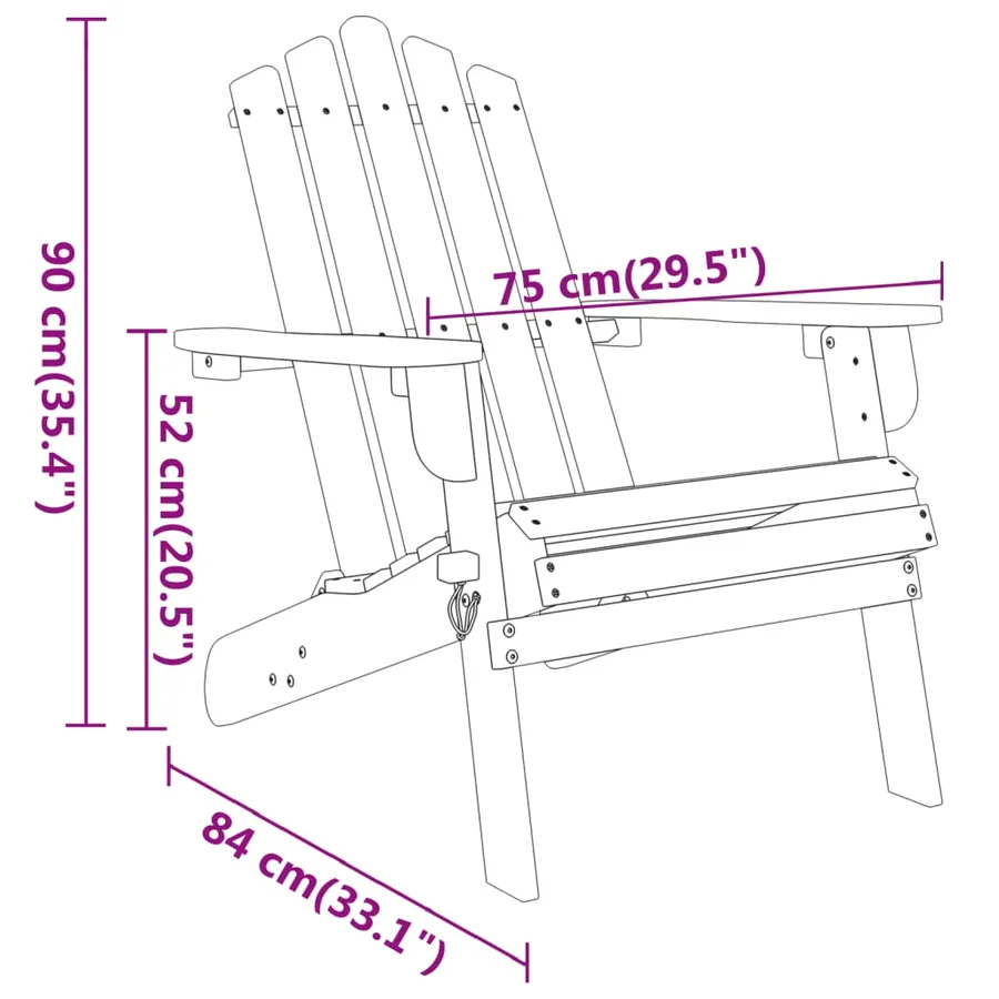 Ensemble de salon de jardin Adirondack 3 pcs bois acacia solide - 7