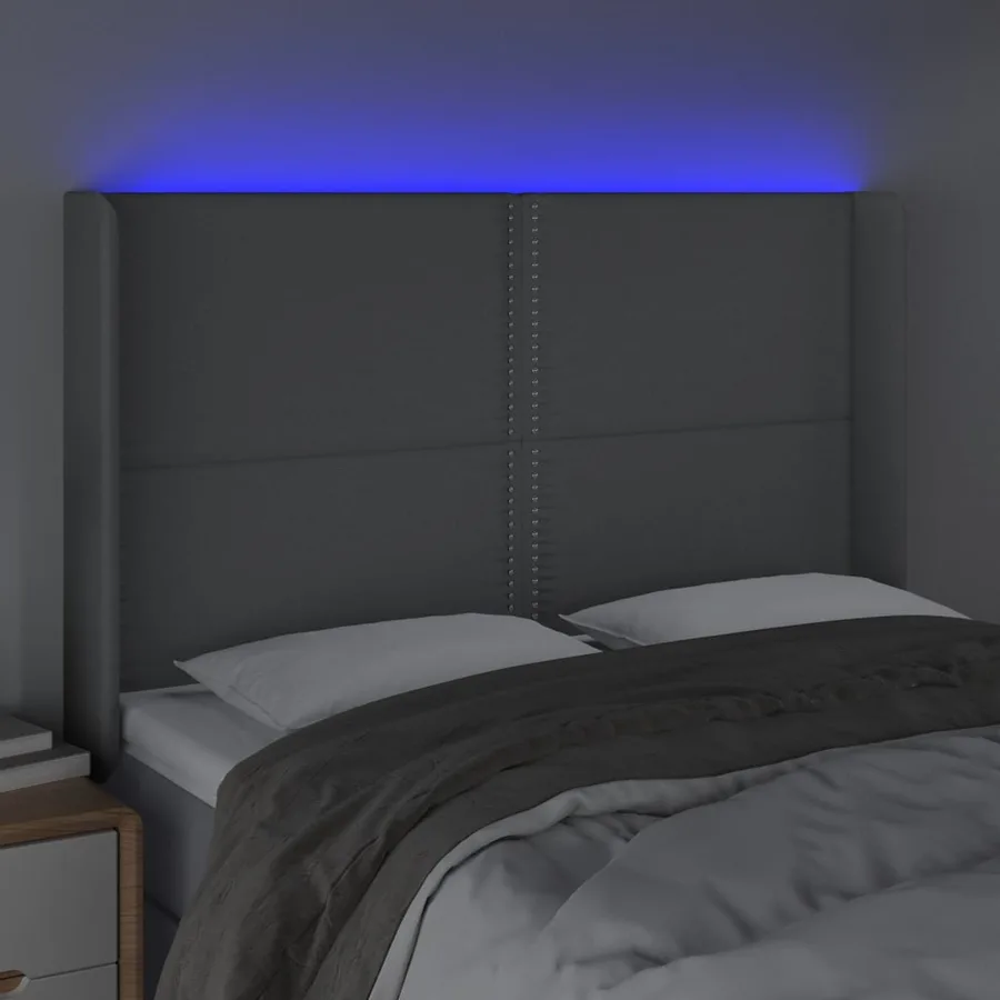 Tête de lit à LED Gris clair 147x16x118/128 cm Tissu - 4