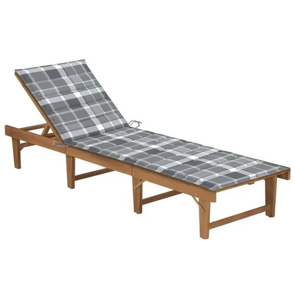 Chaise longue pliable avec coussin Bois d'acacia solide