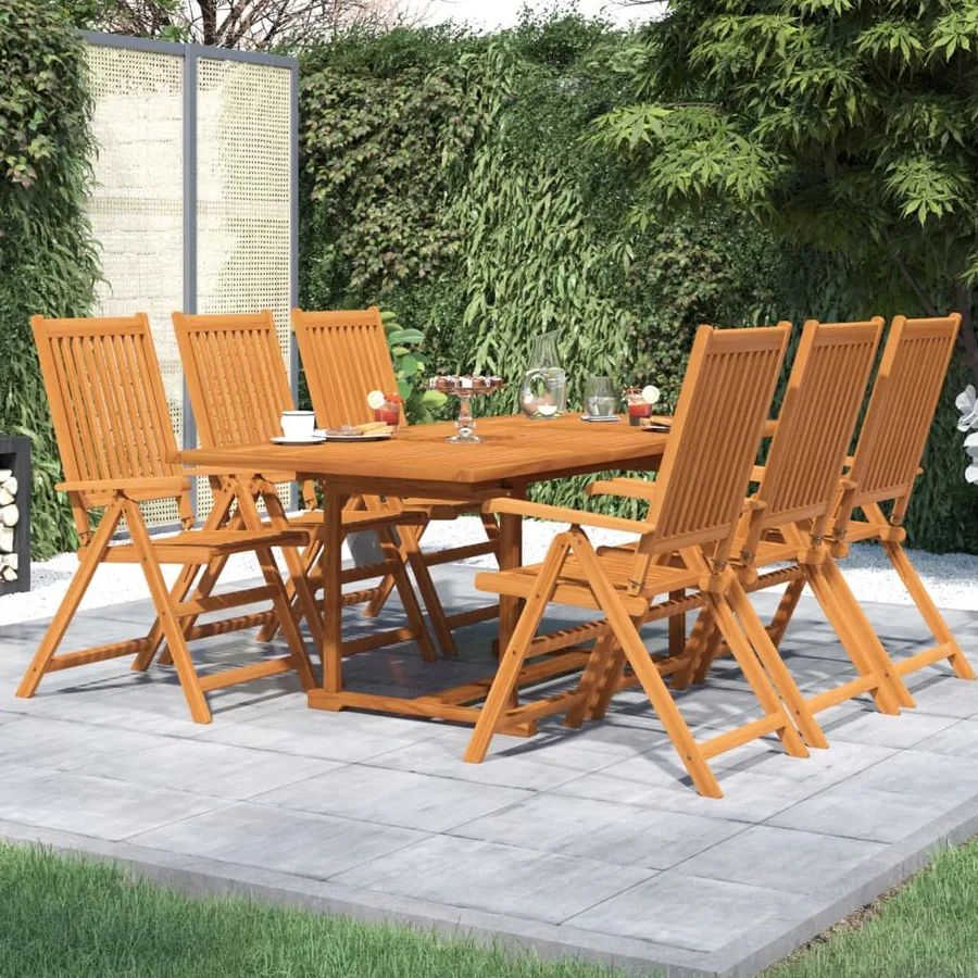 Ensemble à manger de jardin 7 pcs Bois d'acacia massif 150-200 cm
