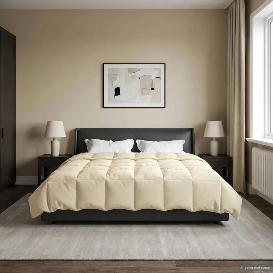 Duvet d'hiver Matelassé Crème 220 x 260 cm Microfibre
