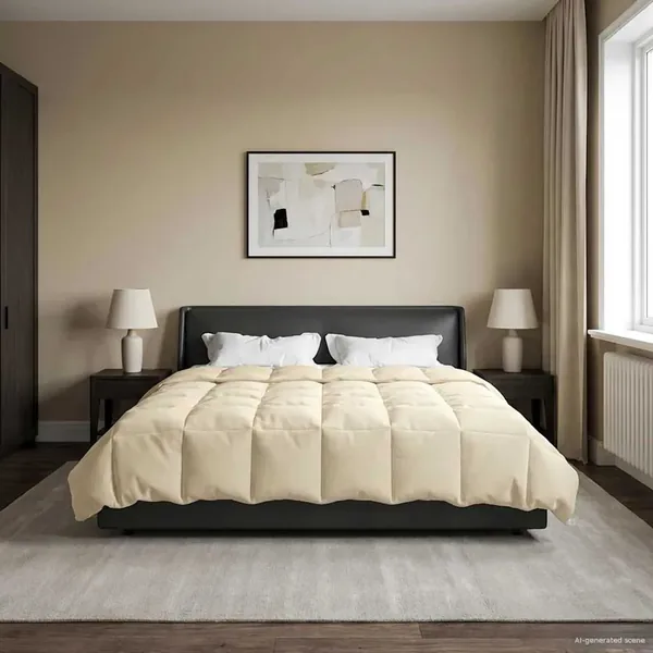 Duvet d'hiver Matelassé Crème 220 x 260 cm Microfibre